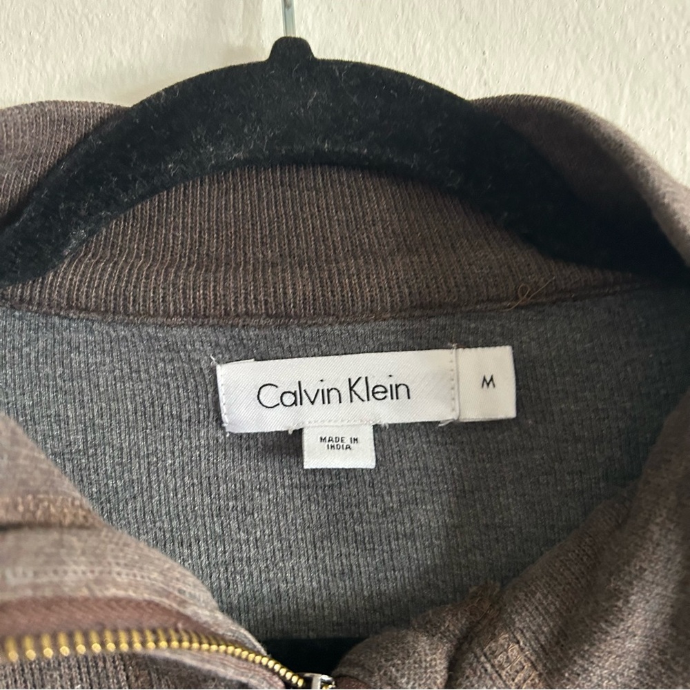 Calvin Klein Brown Quarter Zip Knit Sweater - Picture 2 of 3